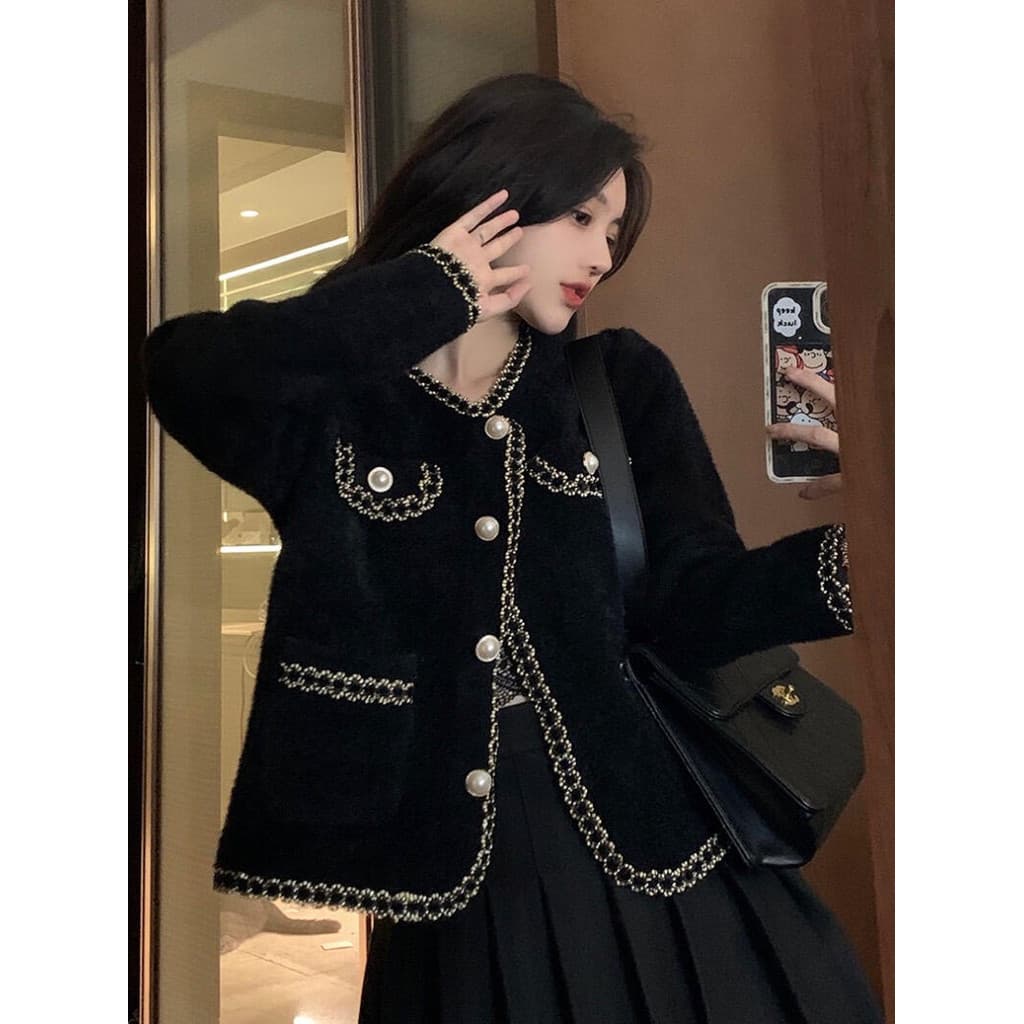 Veewink จากกทม เสื้อสเวตเตอร์สั้นสไตล์ชาแนล เนื้อขนมิงค์ หรูหรา ใส่ได้หลายโอกาส ใหม่ล่าสุด รูปที่ 3