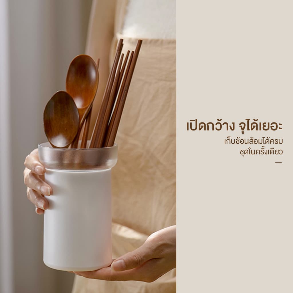 ที่ใส่ช้อนส้อม กล่องเก็บตะเกียบ กล่องเก็บช้อนส้อม ตะเกียบ ระบายอากาศและทนต่อโรคน้ำค้าง กล่องเก็บช้อนส้อมทรงกลม รูปที่ 9