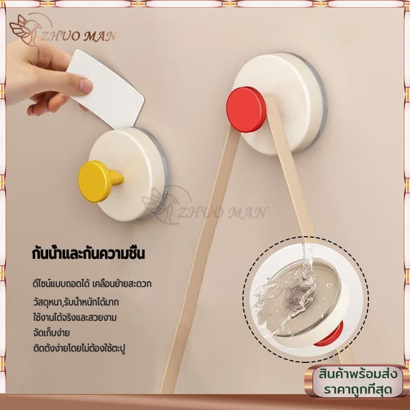 ตะขอสี ตะขอติดผนังสูญญากาศ ตะขอแขวนผนัง ตะขอถ้วยดูดติดผนัง ไร้ร่องรอย ติดผนัง นำกลับมาใช้ใหม่ได้ ของแต่งบ้านมินิมอล รูปที่ 8