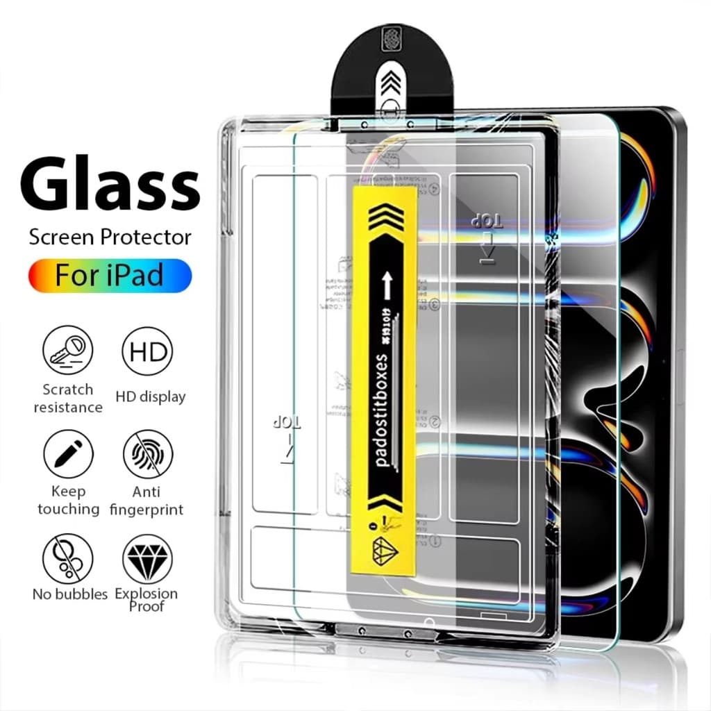 ฟิล์มกระจกใสสําหรับ iPad 11 13 Gen 11 10 9 8 7 Air7/6/5/4 Air13 2024 mini7/6 เครื่องมือติดตั้งเสริม รูปที่ 1
