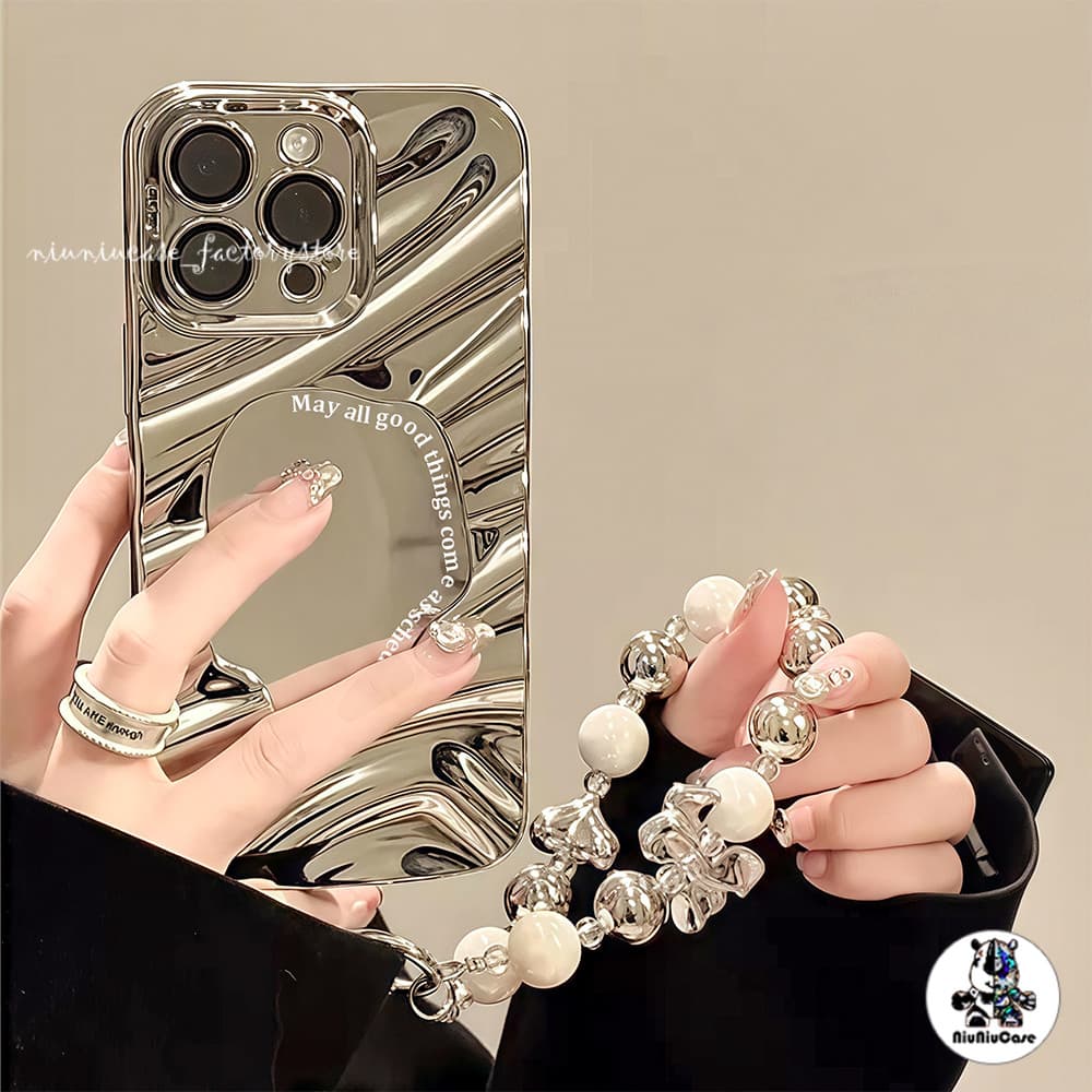 Forเคสไอโฟน13 For iPhone 16 11 15 Pro Max 7 8 Plus 12 13 13 Pro Max XR XS Max เคสโทรศัพท์มือถือ Wave Mirror ป้องกันการตก รูปที่ 1