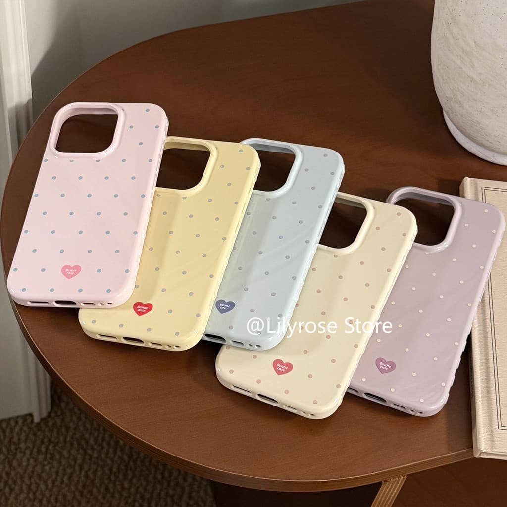 เหมาะสําหรับ iPhone 17ProMax 17Air 17Pro Apple iPhone Case 15ProMax 14ProMax 13ProMax Collision Color Simple Polka Dot Anti Fall Blue รูปที่ 4