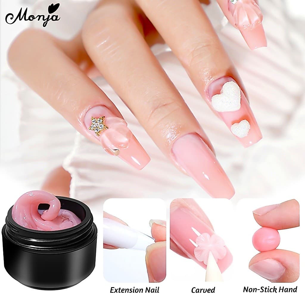 Monja กาวต่อเล็บเจล UV อะคริลิค 3D 5 มล. 6 สี ไม่เหนียวติด ต่อง่าย สําหรับร้านเสริมสวย DIY gel color รูปที่ 1