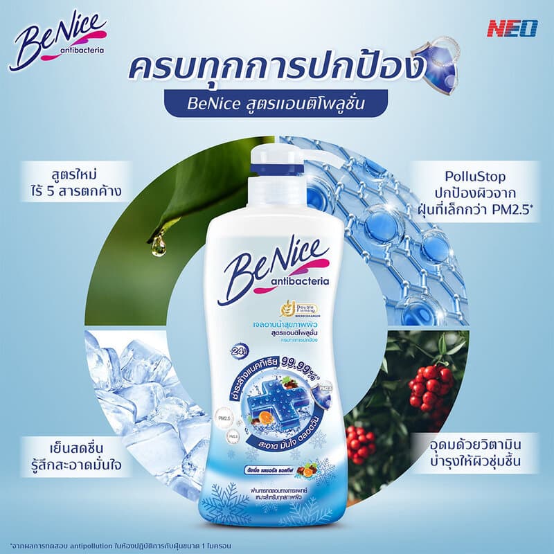 BeNice Antibacteria Shower Gel Anti-Pollution 400ml บีไนซ์ เจลอาบน้ำ. รูปที่ 2