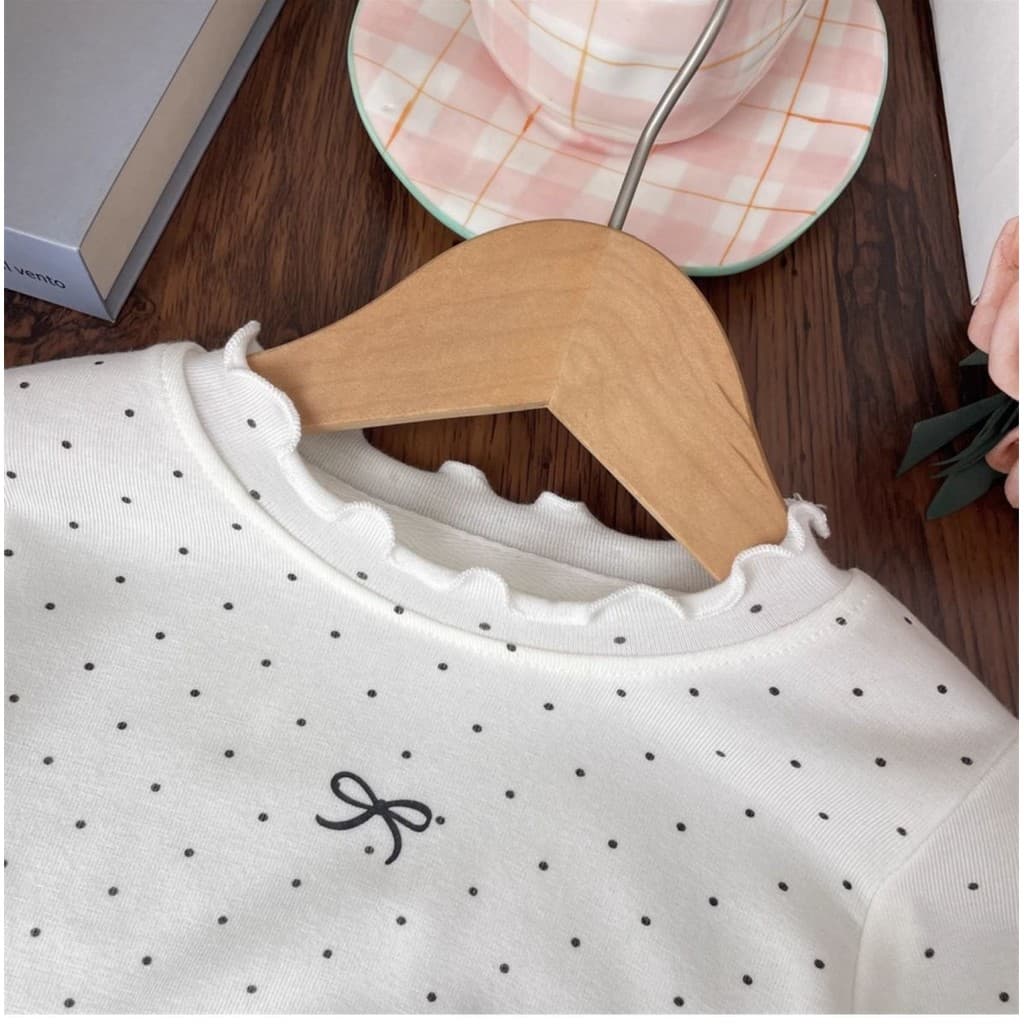 เสื้อยืดแขนยาวพอลกะ.Dot สำหรับเด็กผู้หญิง ขนาด 90-140 ซม. เหมาะสำหรับฤดูใบไม้ร่วง รูปที่ 5