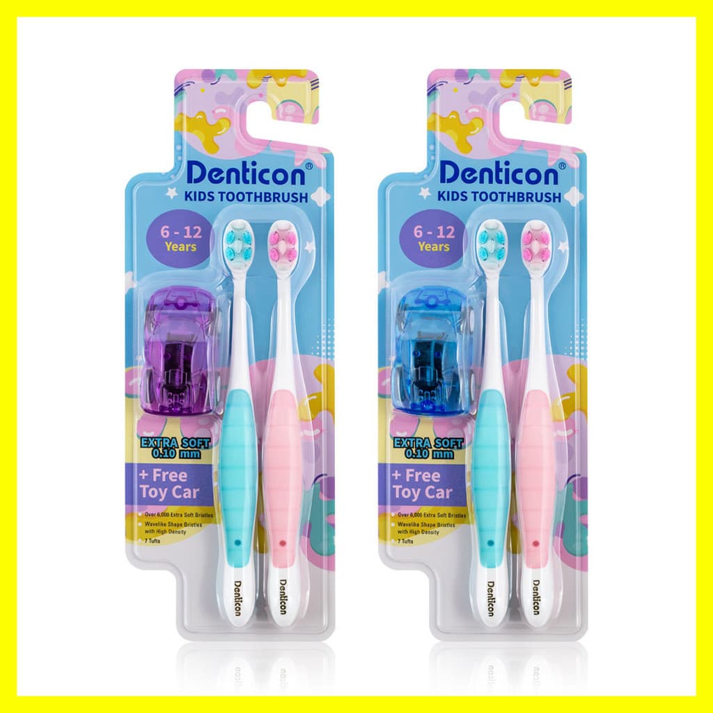 Denticon Kids Toothbrush 6-12yrs 2pcs เดนติคอน แปรงสีฟันสำหรับเด็กอายุ 6-12 ปี. รูปที่ 3
