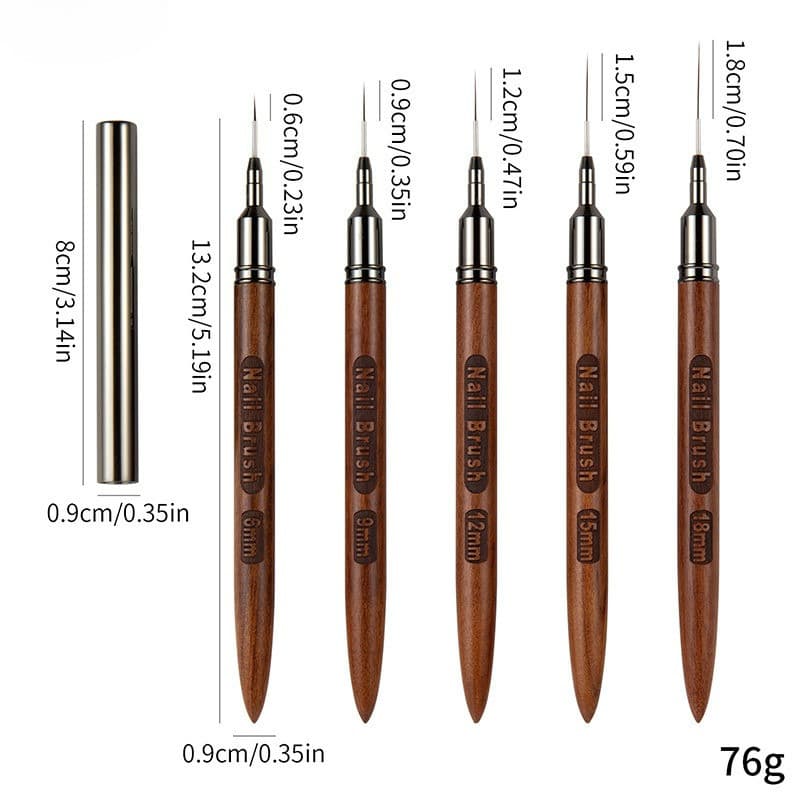 ก้านไม้จันทน์ แปรงปากกาเพ้นท์เล็บ Nail Liner Brush 6/9/12/15/18 มม. DIY รูปที่ 6