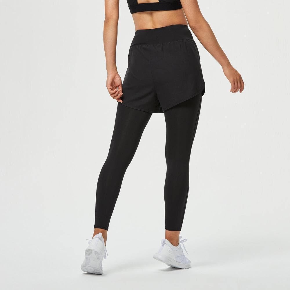 Decathlon Fitness 2-In-1 Leggings / Shorts กางเกงเลกกิ้ง / กางเกงขาสั้นแบบ 2-In-1 สำหรับใส่ออกกำลังกาย - Black รูปที่ 2