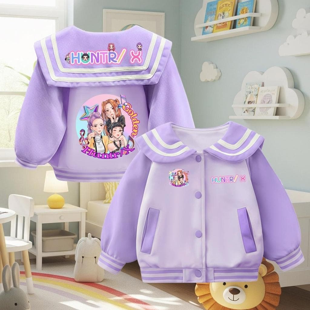 PINKเสื้อกันหนาวเด็ก ปกทหารเรือ ลายSoda pop แบบหนา ขนมิ้น กระเป๋าหน้า กระดุมหน้า *