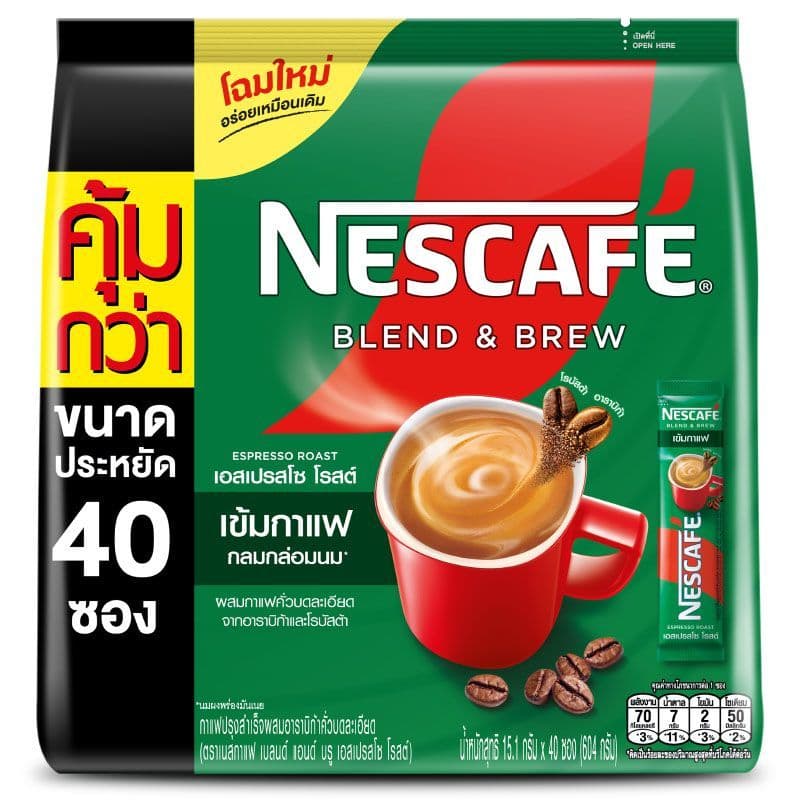 เนสกาแฟเบลนด์แอนด์บรูเอสเปรสโซโรสต์กาแฟปรุงสำเร็จชนิดผง 15.1ก แพค 40ซอง NescafeBlend&BrewEspres15.1X40 รูปที่ 2