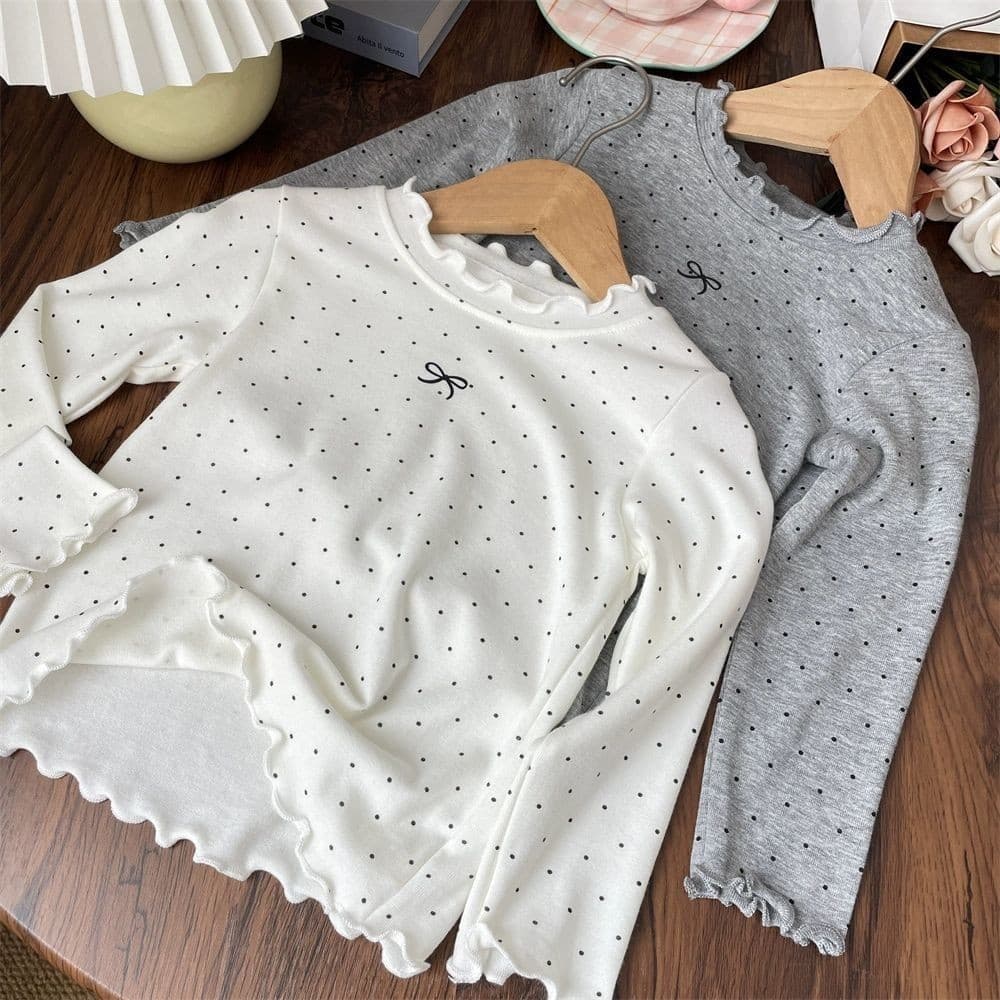 เสื้อยืดแขนยาวพอลกะ.Dot สำหรับเด็กผู้หญิง ขนาด 90-140 ซม. เหมาะสำหรับฤดูใบไม้ร่วง รูปที่ 2