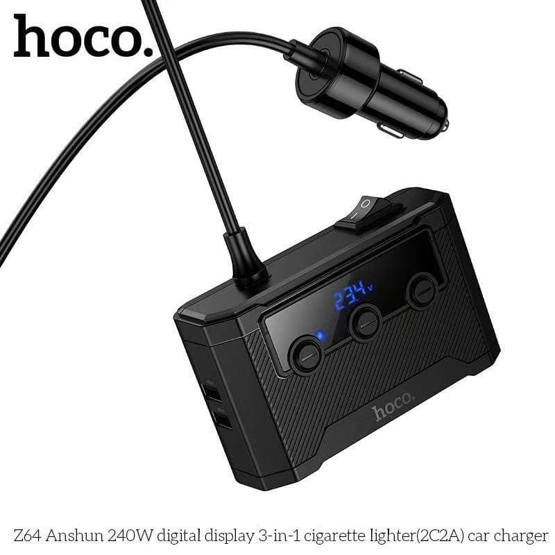 HOCO Z64 หัวชาร์จในรถ 240W พร้อมหน้าจอดิจิทัล 3 ช่องจุด + 4 ช่องชาร์จ car charger hc4 รูปที่ 4