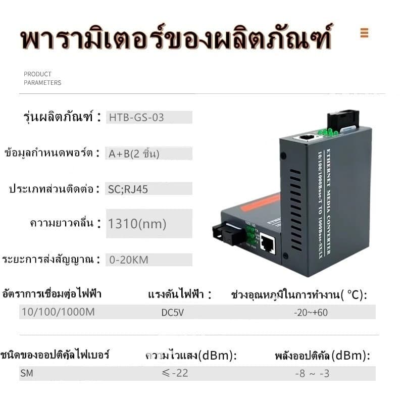 Media Converter Gigabit HTB-GS-03 10/100/1000 มีเดีย คอนเวอเตอร์ 20KM/ netlink 1 คู่ A+B รูปที่ 3