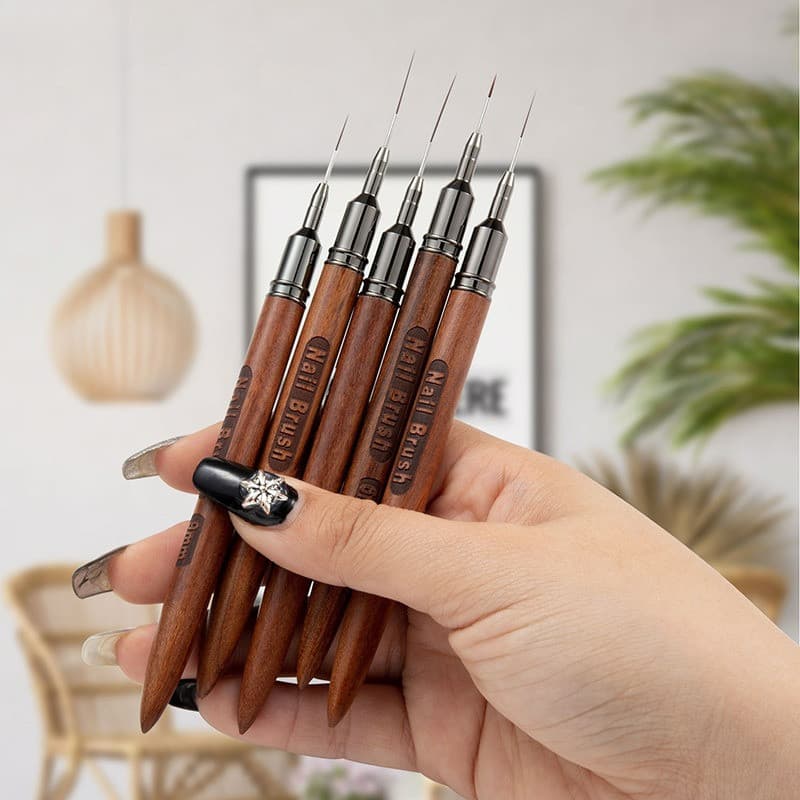 ก้านไม้จันทน์ แปรงปากกาเพ้นท์เล็บ Nail Liner Brush 6/9/12/15/18 มม. DIY รูปที่ 4