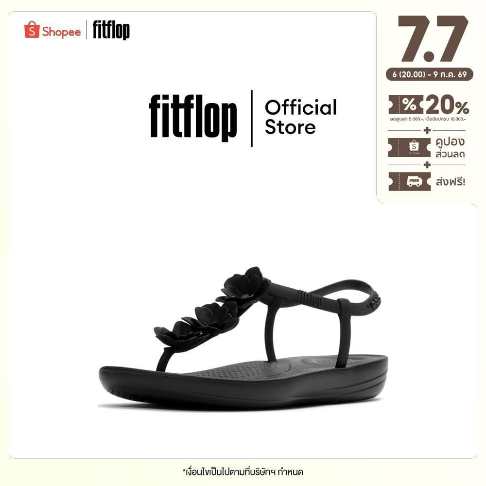 FITFLOP IQUSHION SPLASH FLOWER T-BAR รองเท้าแตะผู้หญิง รุ่น A6U-001 สี BLACK รูปที่ 1