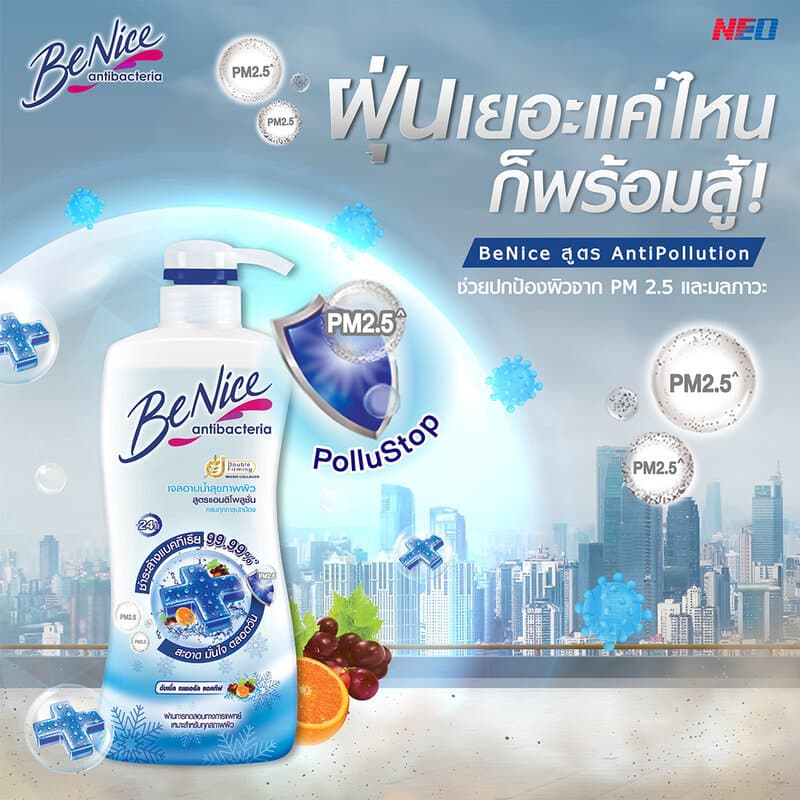 BeNice Antibacteria Shower Gel Anti-Pollution 400ml บีไนซ์ เจลอาบน้ำ. รูปที่ 3