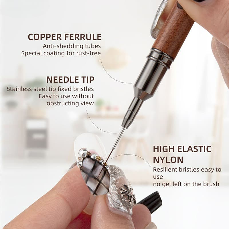ก้านไม้จันทน์ แปรงปากกาเพ้นท์เล็บ Nail Liner Brush 6/9/12/15/18 มม. DIY รูปที่ 5