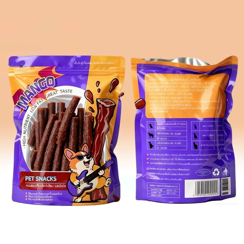 Mango ชุด 5 ถุง ขนมสุนัขแท่งนิ่ม 500g ขนมสุนัข ขนมหมา โปรตีนสูง ไขมันต่ำ ผลิตจากธรรมชาติ การฝึกอบรมรางวัลอาหาร รูปที่ 3