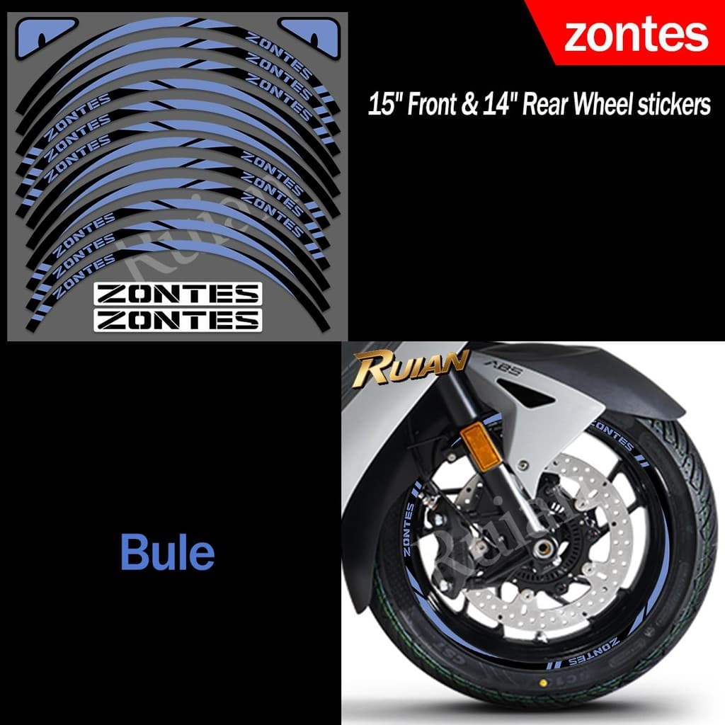 สําหรับ ZONTES 368E 368D 368M 368K 350E 350M 350D 350E สีม่วงขอบล้อสติกเกอร์สะท้อนแสงอุปกรณ์เสริมกันน้ํา Decal รูปที่ 5