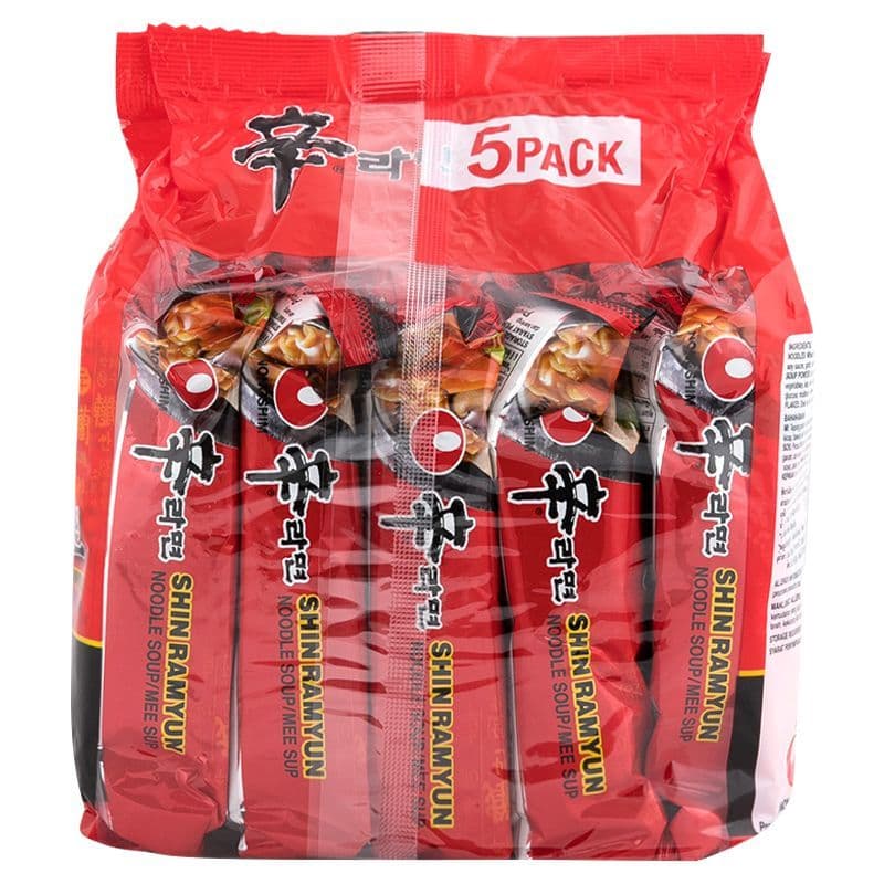 นงชิมบะหมี่รสเผ็ด 120กรัม แพค 5 Nong Shim Instant Noodle Spicy 120g. Pack 5 รูปที่ 3