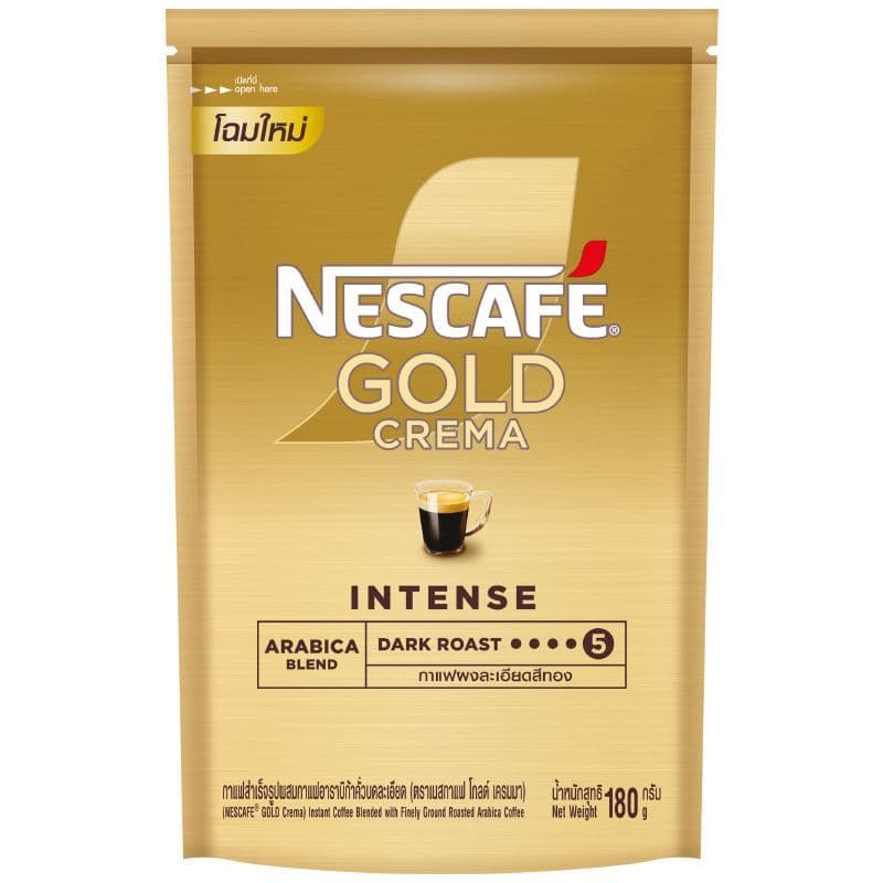 เนสกาแฟโกลด์เครมมากาแฟสำเร็จรูปผสมกาแฟคั่วบดละเอียดถุงตั้ง 180ก Nescafe Gold Crema Doy 180g รูปที่ 2
