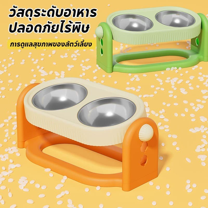 PawPals ชามข้าวสัตว์เลี้ยง 2 ชามอาหารแมว ถ้วยอาหารสุนัข ปรับความสูงได้ ปรับซ้ายและขวาได้ ถ้วยสแตนเลส การออกแบบชามคู่ รูปที่ 8