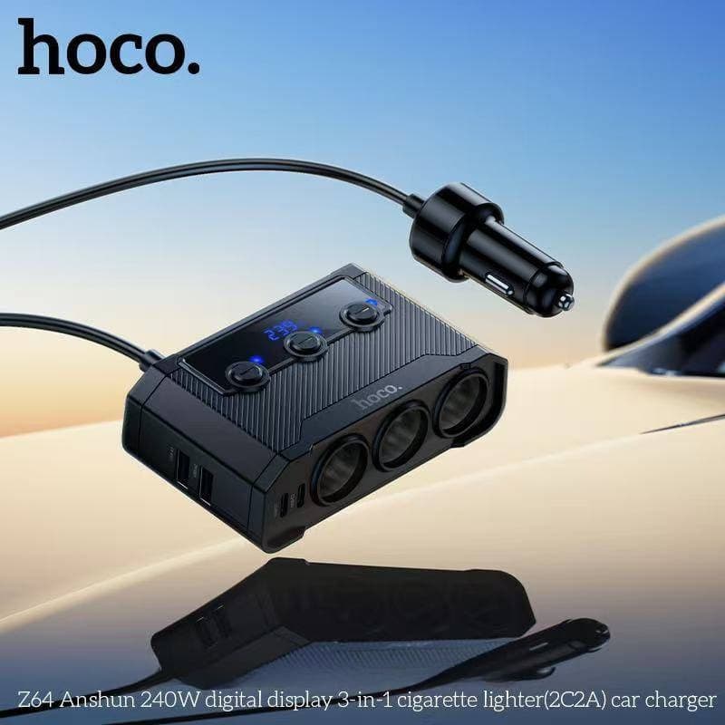HOCO Z64 หัวชาร์จในรถ 240W พร้อมหน้าจอดิจิทัล 3 ช่องจุด + 4 ช่องชาร์จ car charger hc4 รูปที่ 8