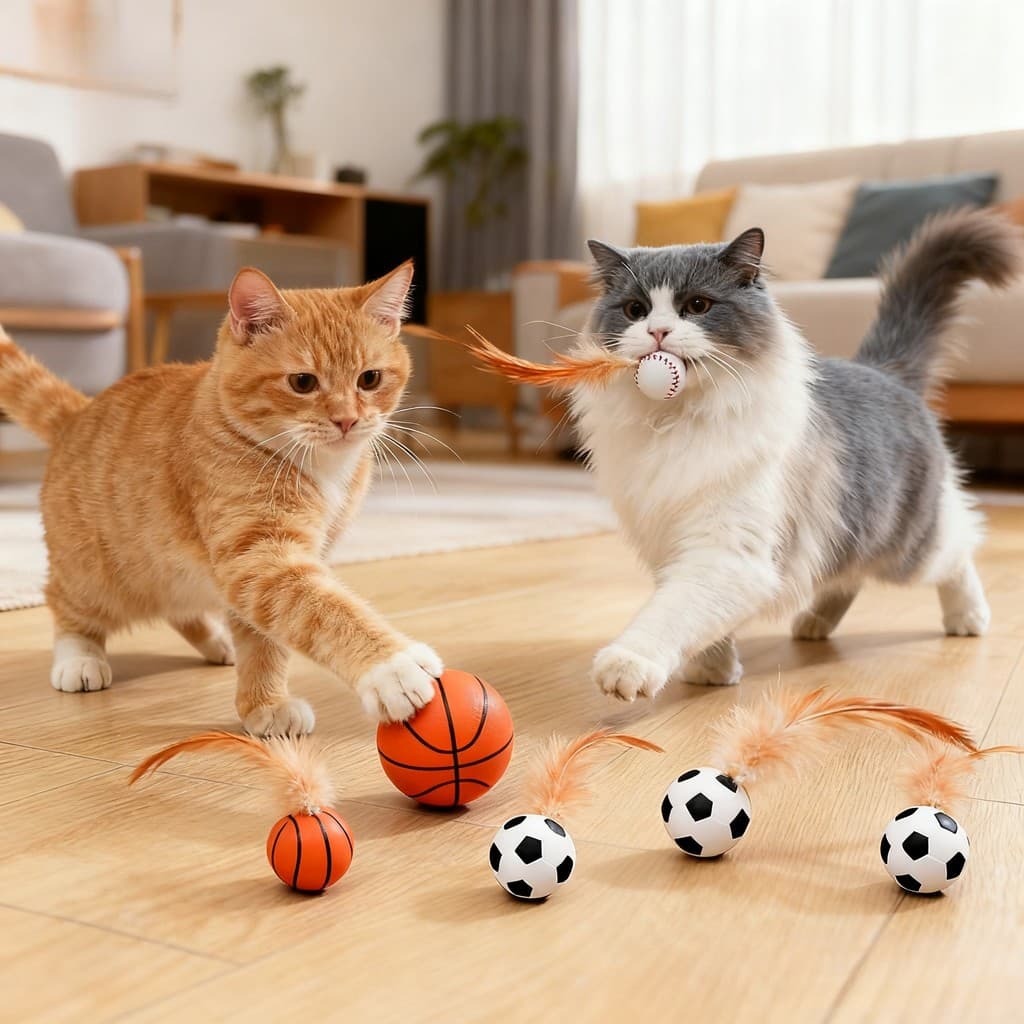 Cat Teaser Bouncy Ball with Feathers and Molar Fun Self-fun To บรรเทาความเบื่อหน่าย ของเล่นแมวที่น่าสนใจที่มีสีสันผลิตภัณฑ์สําหรับสัตว์เลี้ยง รูปที่ 8