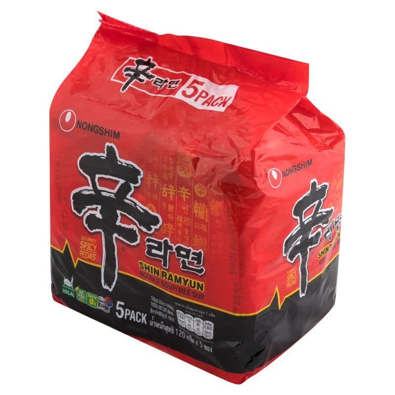 นงชิมบะหมี่รสเผ็ด 120กรัม แพค 5 Nong Shim Instant Noodle Spicy 120g. Pack 5 รูปที่ 2