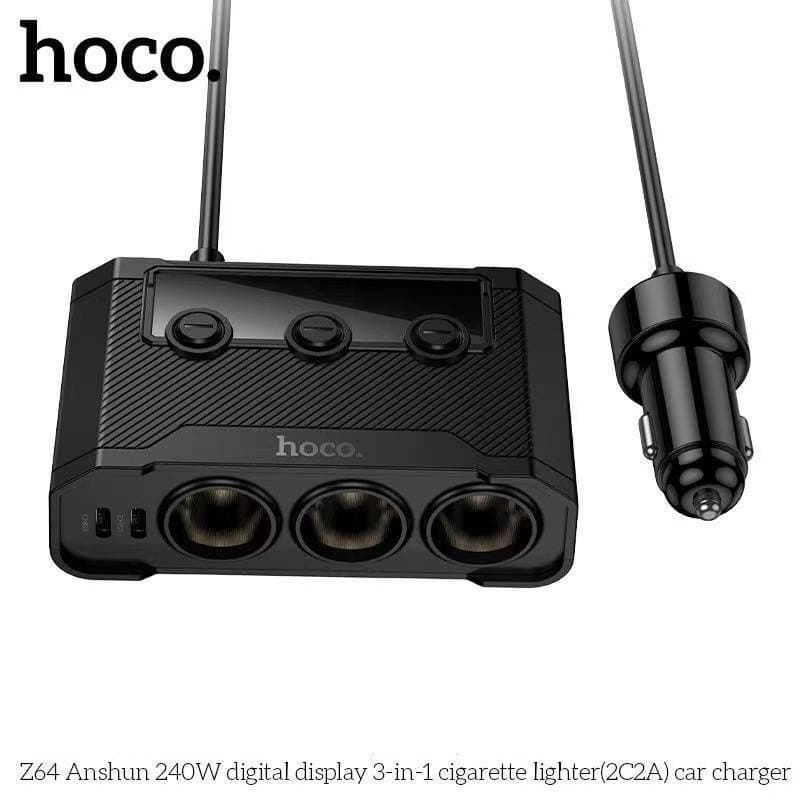 HOCO Z64 หัวชาร์จในรถ 240W พร้อมหน้าจอดิจิทัล 3 ช่องจุด + 4 ช่องชาร์จ car charger hc4 รูปที่ 3