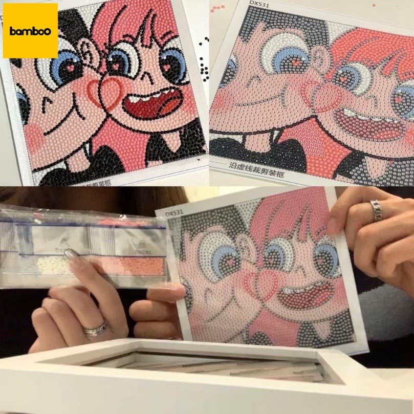 รูปวาดเพชร DIY ครอสติสคริสตัลพร้อมกรอบรูป ภาพจิตกรรม/ภาพวาดเพชร/ภาพปักเพชร ภาพครอสติสคริสตัล ของขวัญวันเกิดทำมือ รูปที่ 1