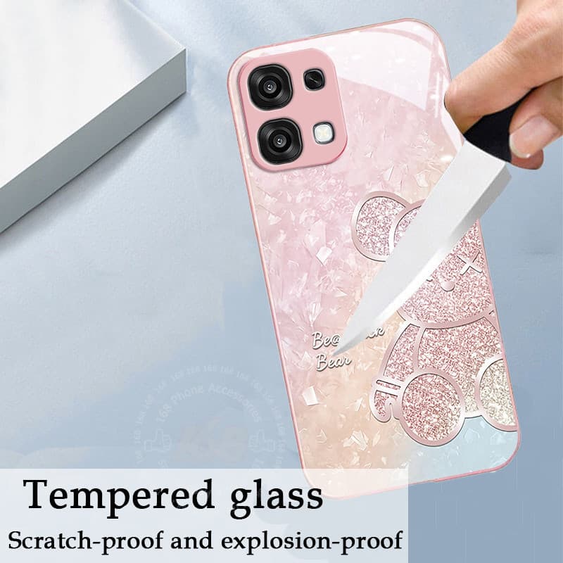 เคส OPPO A6 A5 Pro 5G ลายหมีน่ารักประกายชิมเมอร์ กันกระแทก พร้อมฝาปิดเลนส์กล้อง ป้องกันเลนส์ ขอบซิลิโคนอ่อนนุ่ม เคสมือถือหรูแบบกระจกน้ำ สำหรับสาวๆ และผู้หญิง รูปที่ 9