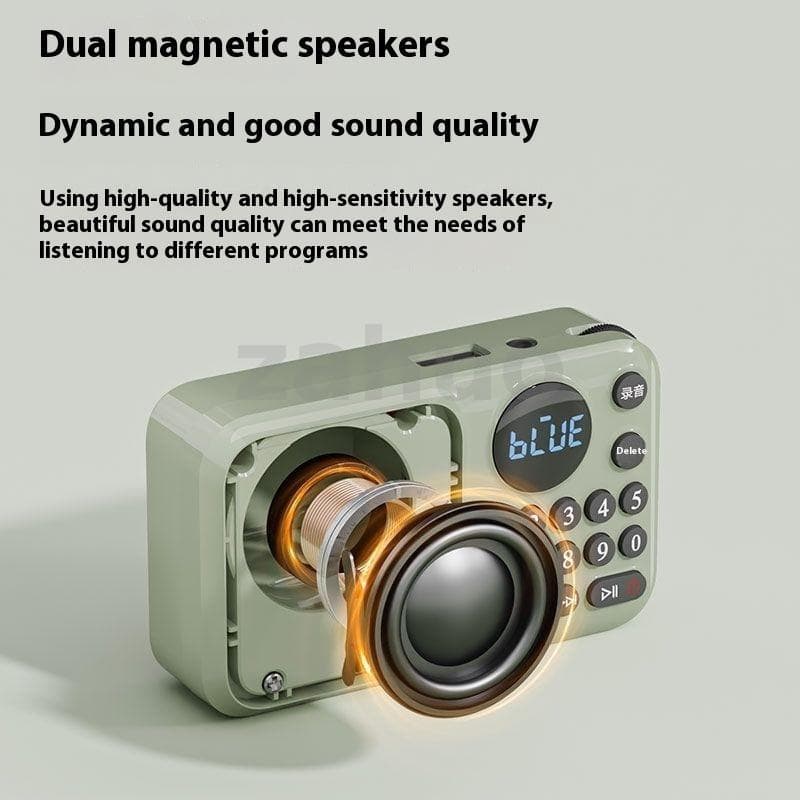 SANSUI U1 วิทยุ FM ลําโพงบลูทูธแบบพกพาลําโพงแม่เหล็กคู่ในตัวรองรับ TF Card U Disk 3.5 มม.AUX Playback ชาร์จดิจิตอล MP3 เครื่องเล่น Lanyard รูปที่ 5