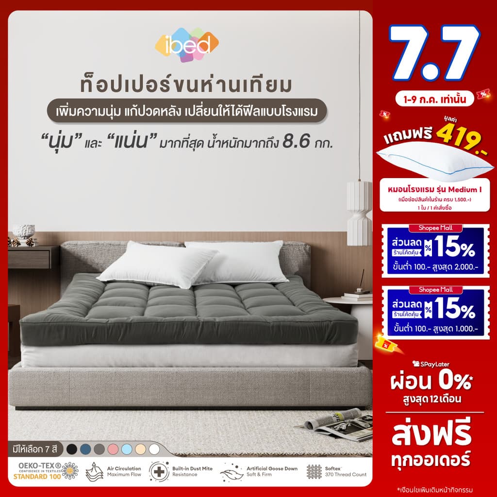 ibed Topper ท็อปเปอร์รุ่นนุ่มแน่นและรุ่น Extra ทอปเปอร์กันไรฝุ่น หนานุ่ม รูปที่ 1