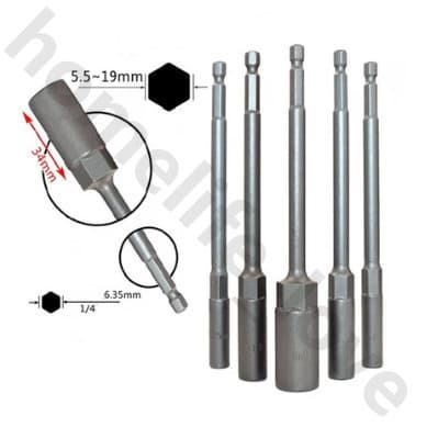 8-14 มม.ยาวไฟฟ้าเจาะ SOCKET HEAD Bolt NUT DRIVER Bit Impact เจาะ Bits อะแดปเตอร์ซ็อกเก็ตประแจ EXTENSION Bar 150 มม. รูปที่ 1