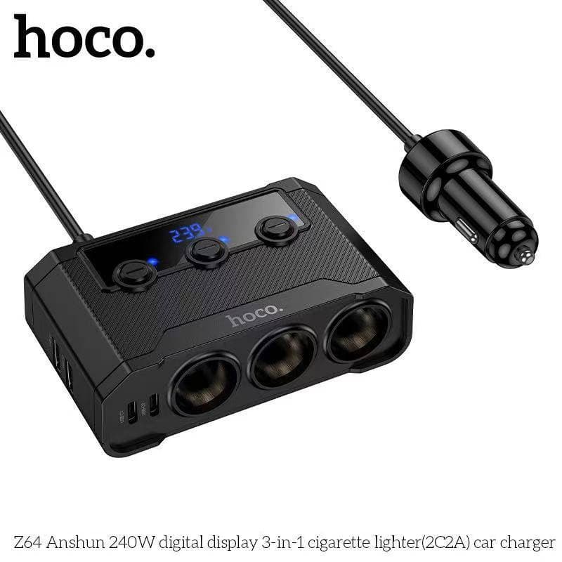 HOCO Z64 หัวชาร์จในรถ 240W พร้อมหน้าจอดิจิทัล 3 ช่องจุด + 4 ช่องชาร์จ car charger hc4 รูปที่ 5