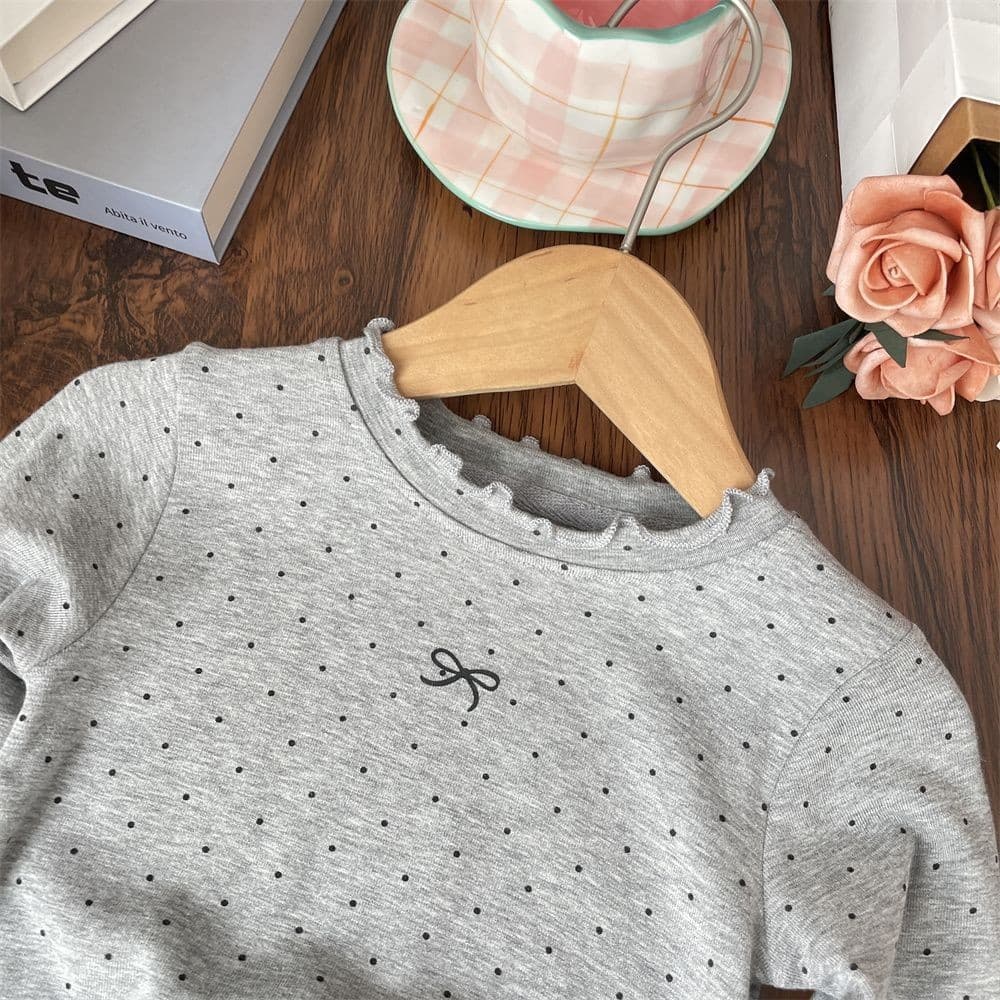 เสื้อยืดแขนยาวพอลกะ.Dot สำหรับเด็กผู้หญิง ขนาด 90-140 ซม. เหมาะสำหรับฤดูใบไม้ร่วง รูปที่ 9