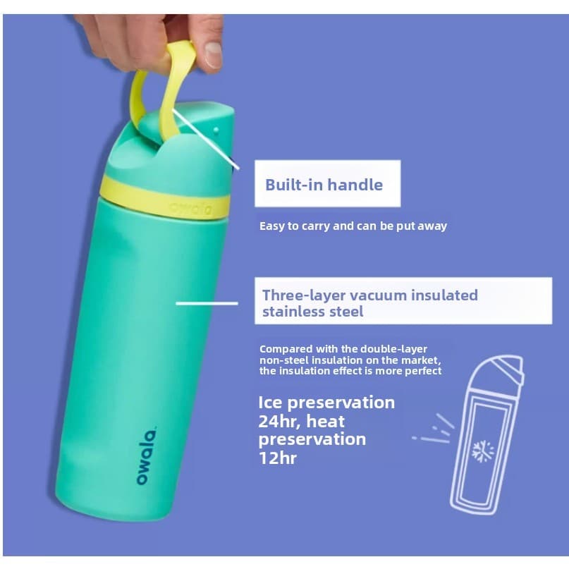 Cross-border 304 Stainless Steel Insulated Water Bottle, Portable Outdoor Tumbler, Flip Dual Drinking Lid with Straw, 24/32oz, Ideal Gift รูปที่ 8