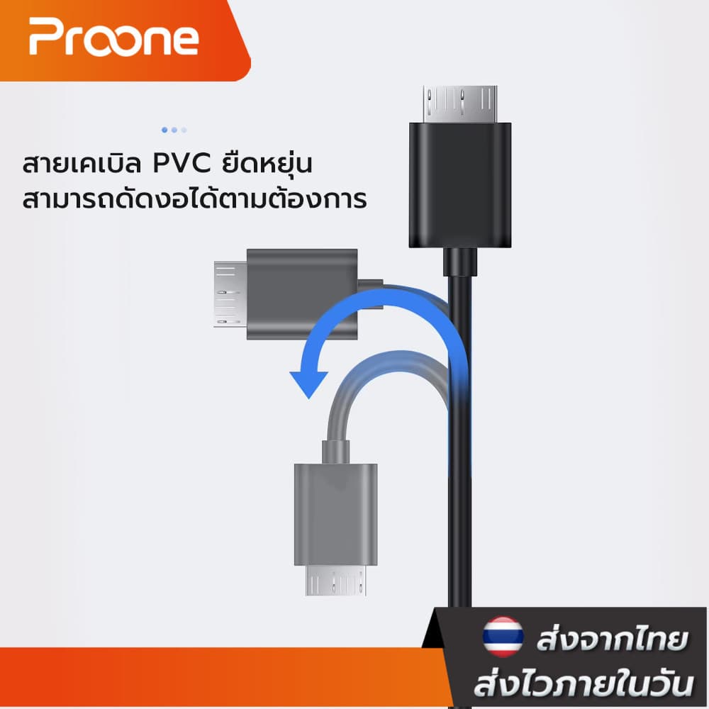 Proone Shop สาย USB C to Micro B USB 3.0 Data Charging Cable 2A 5Gbps ความยาว 50ซม. รูปที่ 2