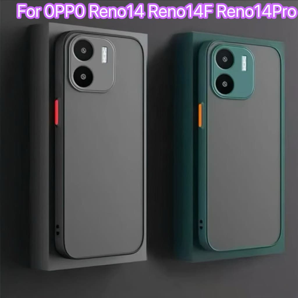 Case For OPPO Reno14 Reno14Pro Reno14F A5X A5i A5Pro A5iPro A5/A9 เคสกันกระแทก ปุ่มสีผิวด้าน กันรอยกล้อง ขอบนิ่มหลังแข็ง รูปที่ 3