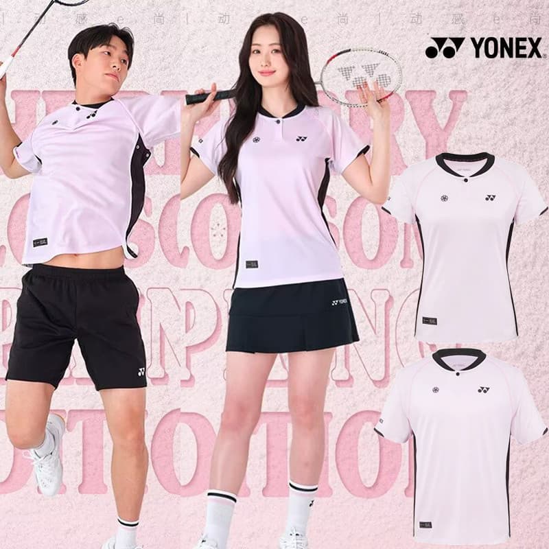 เสื้อเจอร์ซีย์แบดมินตันสีชมพู ระบายอากาศได้ดี เหมาะสำหรับผู้ชายและผู้หญิง รูปที่ 1