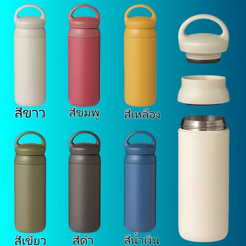 กระบอกเก็บน้ำร้อน 304 ของแท้ เกรดอาหาร 500ml เก็บอุณหภูมิ ร้อน/เย็นได้นาน แก้วสแตนเลส พร้อมหูหิ้ว เก็บความเย็นได้นาน PP รูปที่ 1