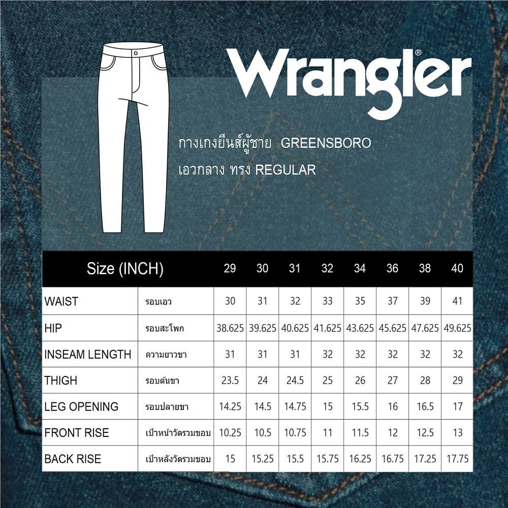 WRANGLER กางเกงยีนส์ผู้ชาย เอวกลาง ทรงตรง รุ่น WR S326MGREF11 สียีนส์กลาง รูปที่ 7