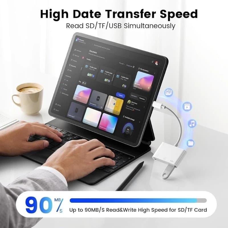 otg card reader เครื่องอ่านการ์ด SD / TF / USB การ์ดกล้อง แฟลชไดรฟ์ เครื่องอ่านการ์ดสําหรับพอร์ต USB-C / TYPE-C อะแด รูปที่ 9