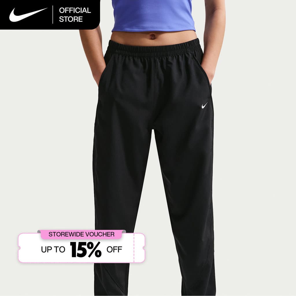 Nike Dri-FIT Women's One Mid-Rise Woven Pants - Black รูปที่ 1