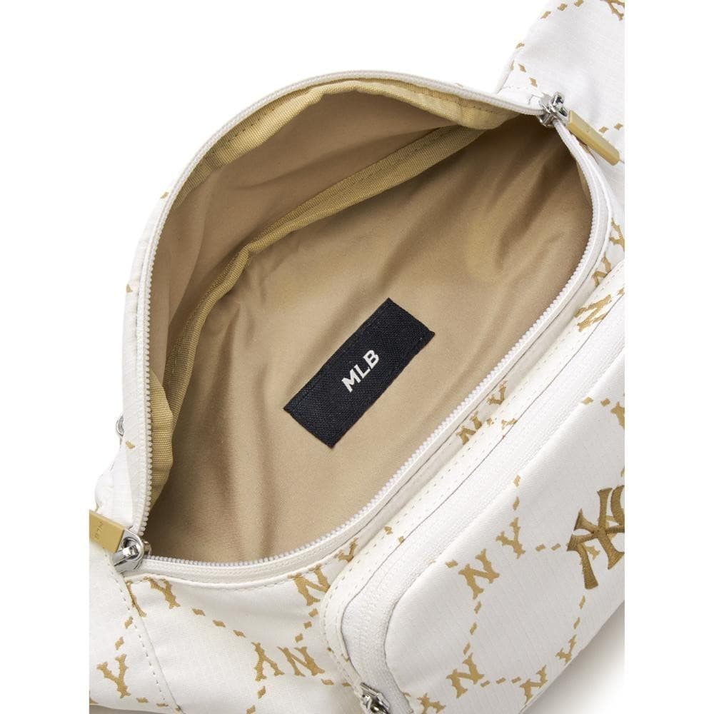 MLB กระเป๋าคาดเอว ยูนิเซ็กส์ Dia Monogram Sportive Belt Bag รุ่น 3AHSM035N 50IVS สีขาวงาช้าง รูปที่ 6