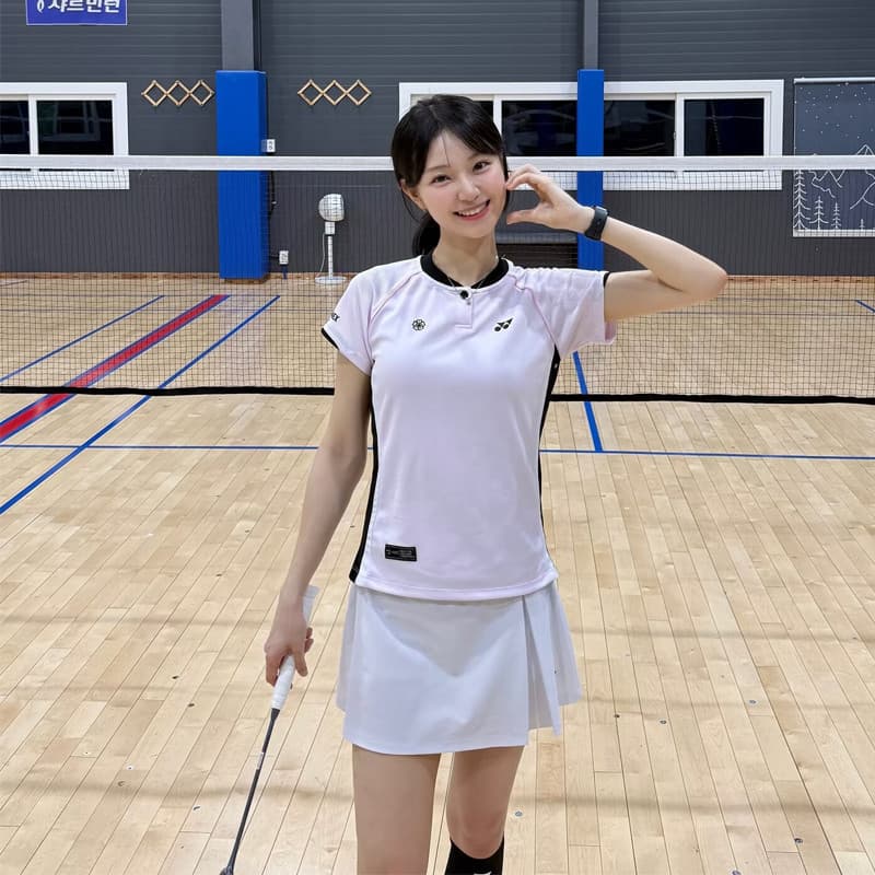 เสื้อเจอร์ซีย์แบดมินตันสีชมพู ระบายอากาศได้ดี เหมาะสำหรับผู้ชายและผู้หญิง รูปที่ 3