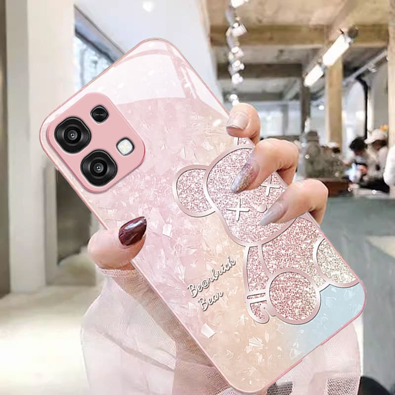 เคส OPPO A6 A5 Pro 5G ลายหมีน่ารักประกายชิมเมอร์ กันกระแทก พร้อมฝาปิดเลนส์กล้อง ป้องกันเลนส์ ขอบซิลิโคนอ่อนนุ่ม เคสมือถือหรูแบบกระจกน้ำ สำหรับสาวๆ และผู้หญิง รูปที่ 5