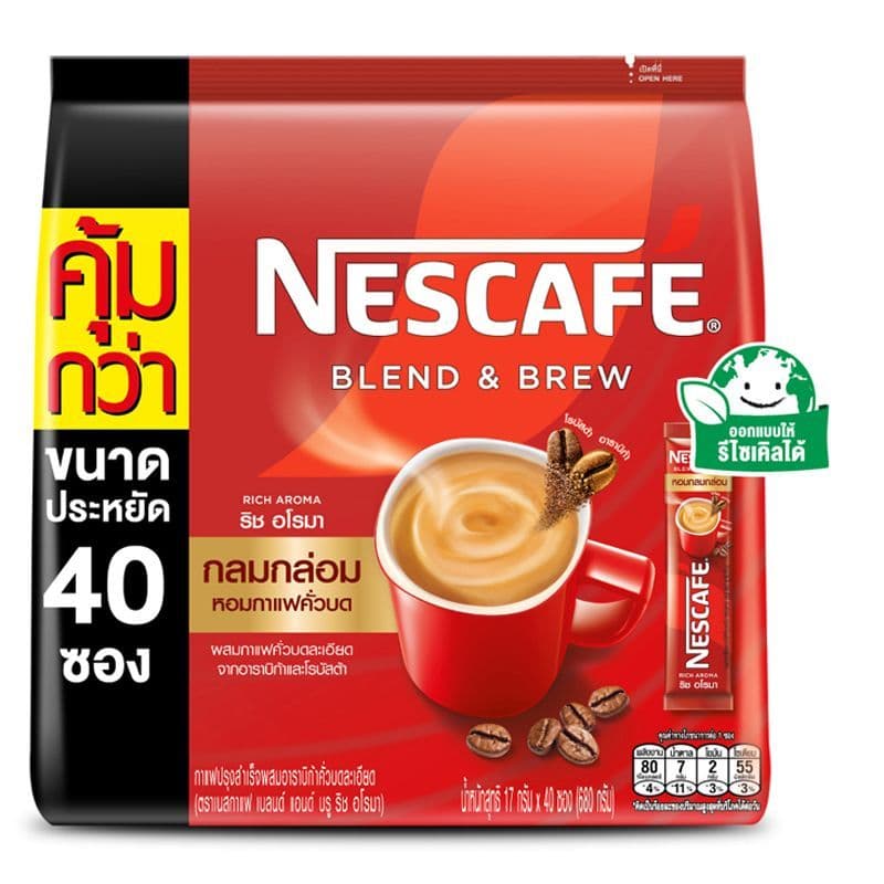 เนสกาแฟเบลนด์แอนด์บรูริชอโรมากาแฟปรุงสำเร็จชนิดผง 16ก แพค 40ซอง Nescafe B&B Rich Aroma 16X40 รูปที่ 1