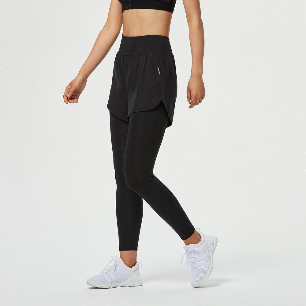 Decathlon Fitness 2-In-1 Leggings / Shorts กางเกงเลกกิ้ง / กางเกงขาสั้นแบบ 2-In-1 สำหรับใส่ออกกำลังกาย - Black รูปที่ 3